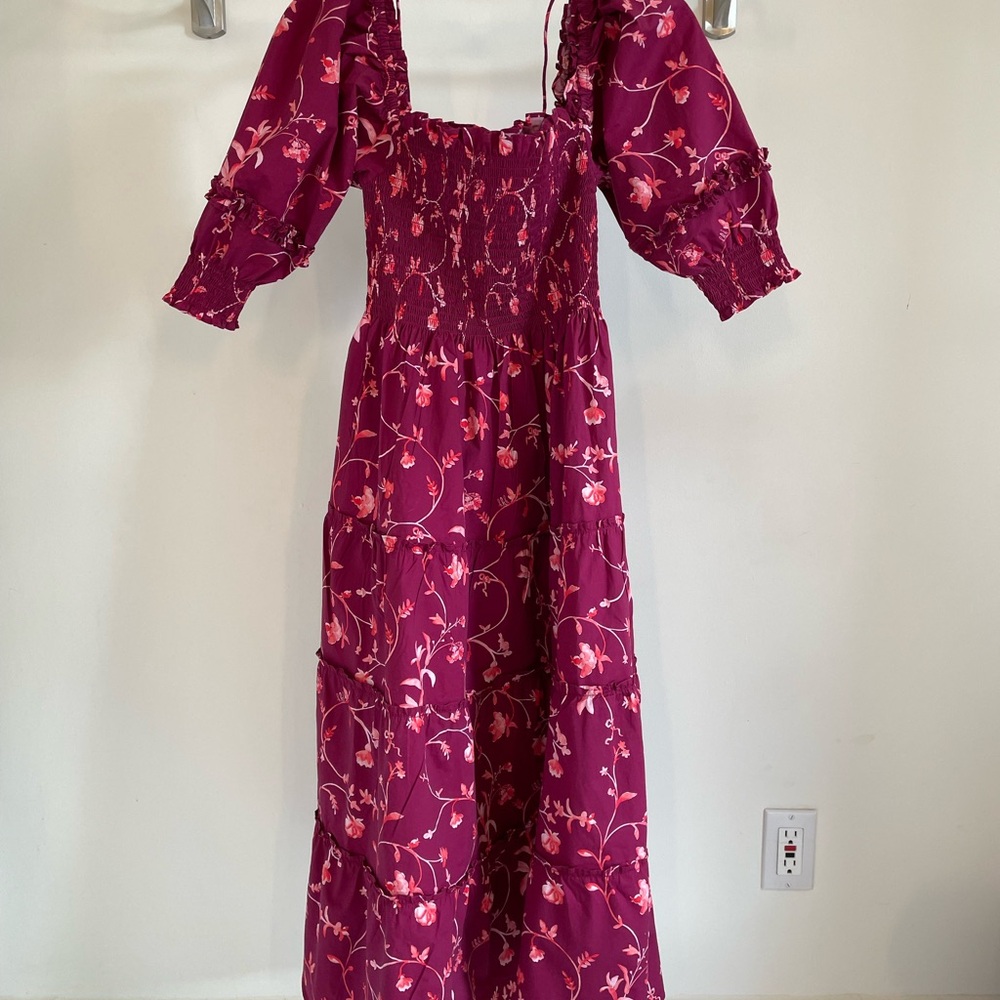 Hill House Midi Dress in Burgundy Floral - Picture 6 of 7